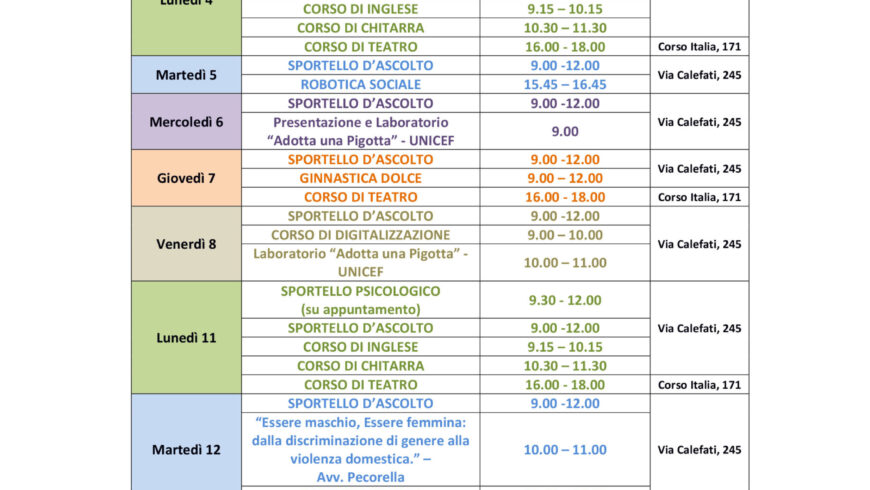 Programma SCIAM Novembre 2024